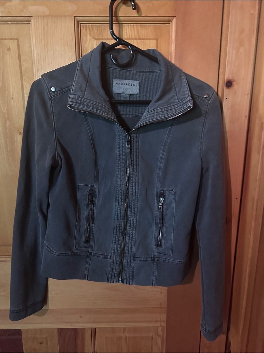 Marrakech Slate Gray Zip-Front Biker Jacket- excellent condition